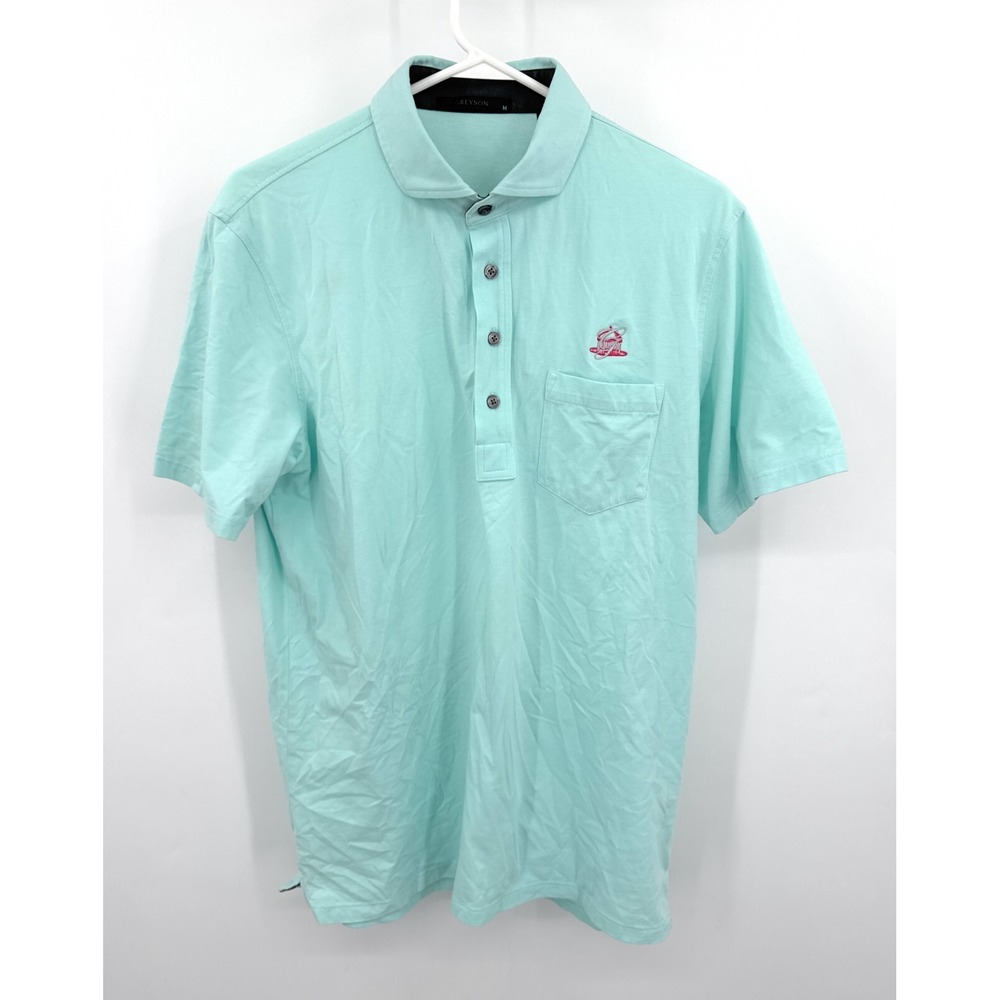 Greyson Golf Shirt Polo Men M Blue Stretch Casual Embroidered‎